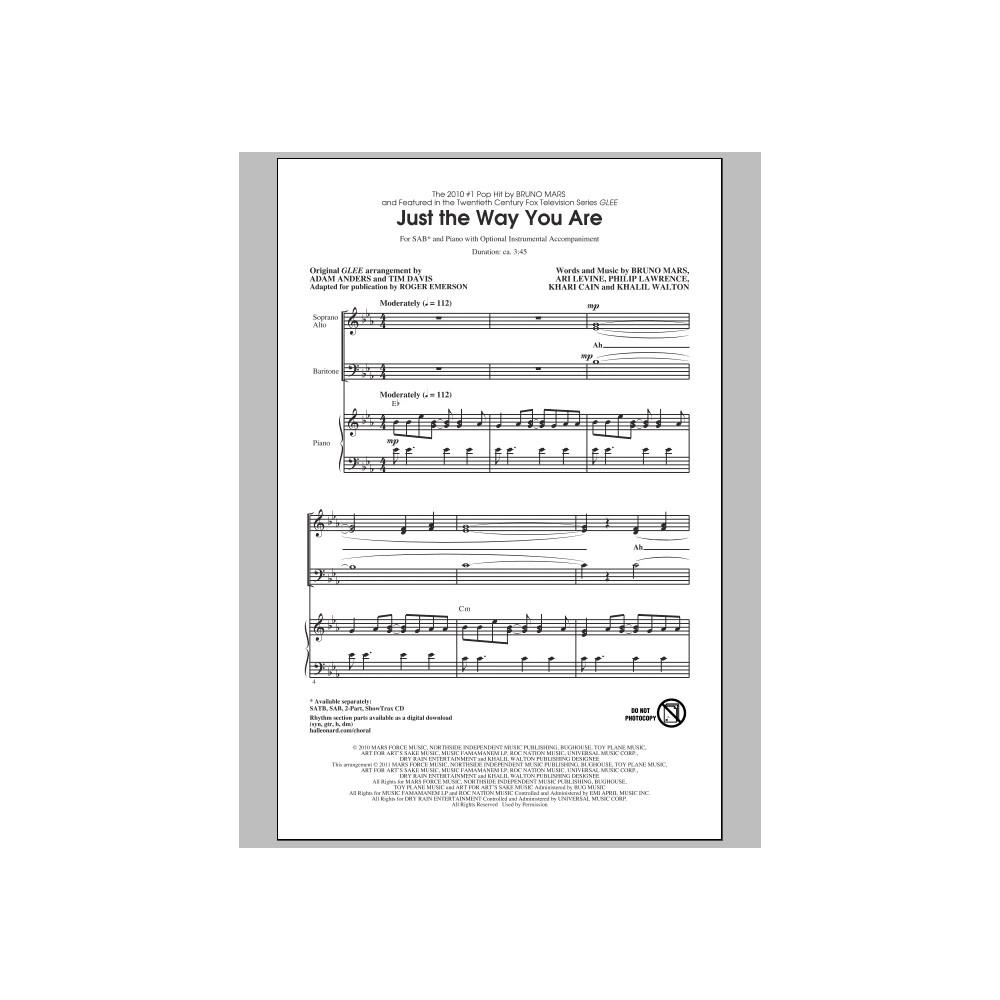 Just The Way You Are (from Glee) (arr. Roger Emerson)