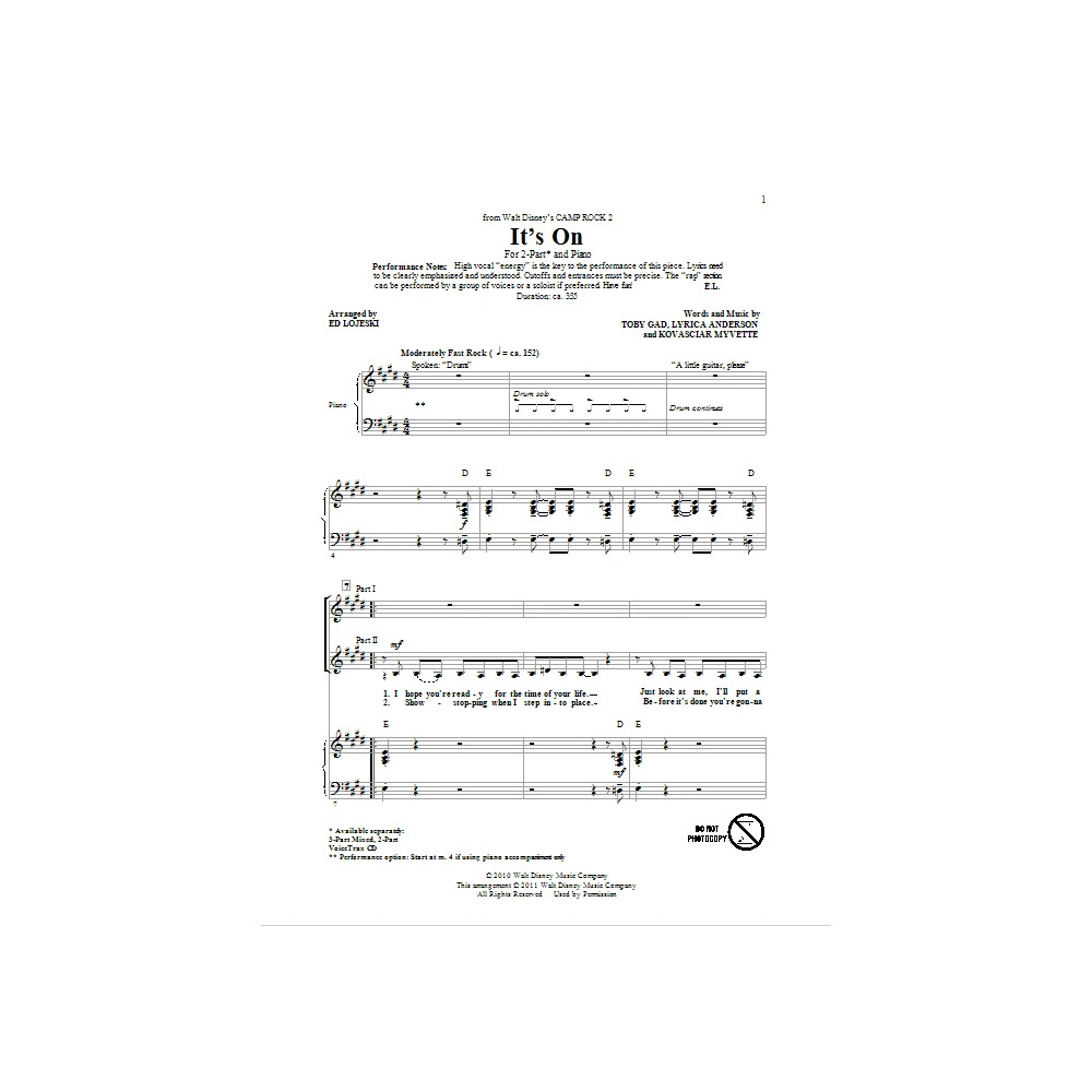 It's On (from Camp Rock 2) (arr. Ed Lojeski)