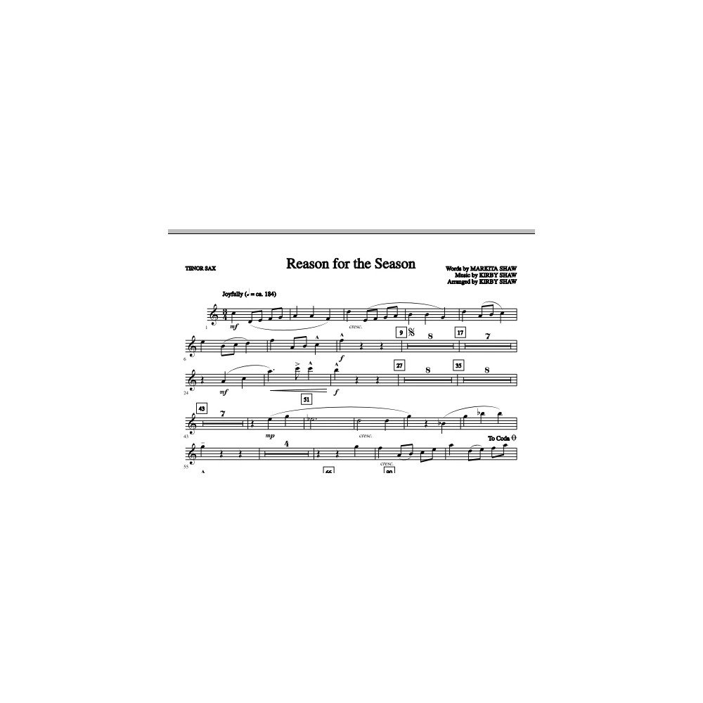 Reason For The Season - Tenor Sax
