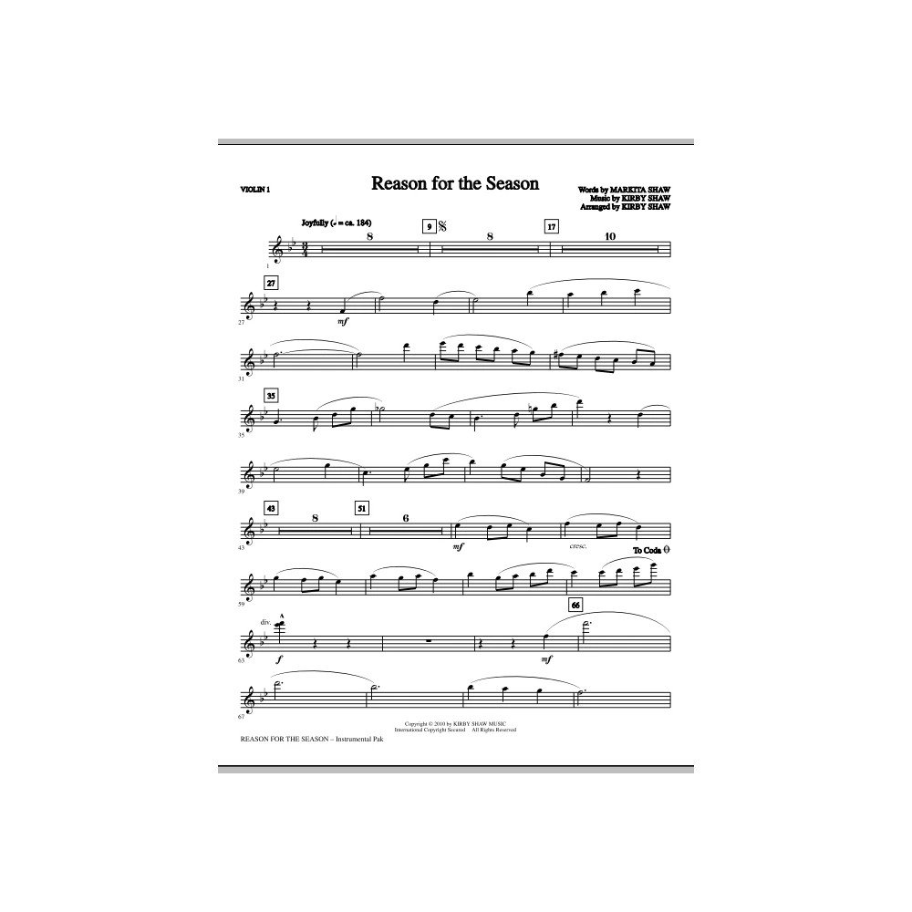 Reason For The Season - Violin 1