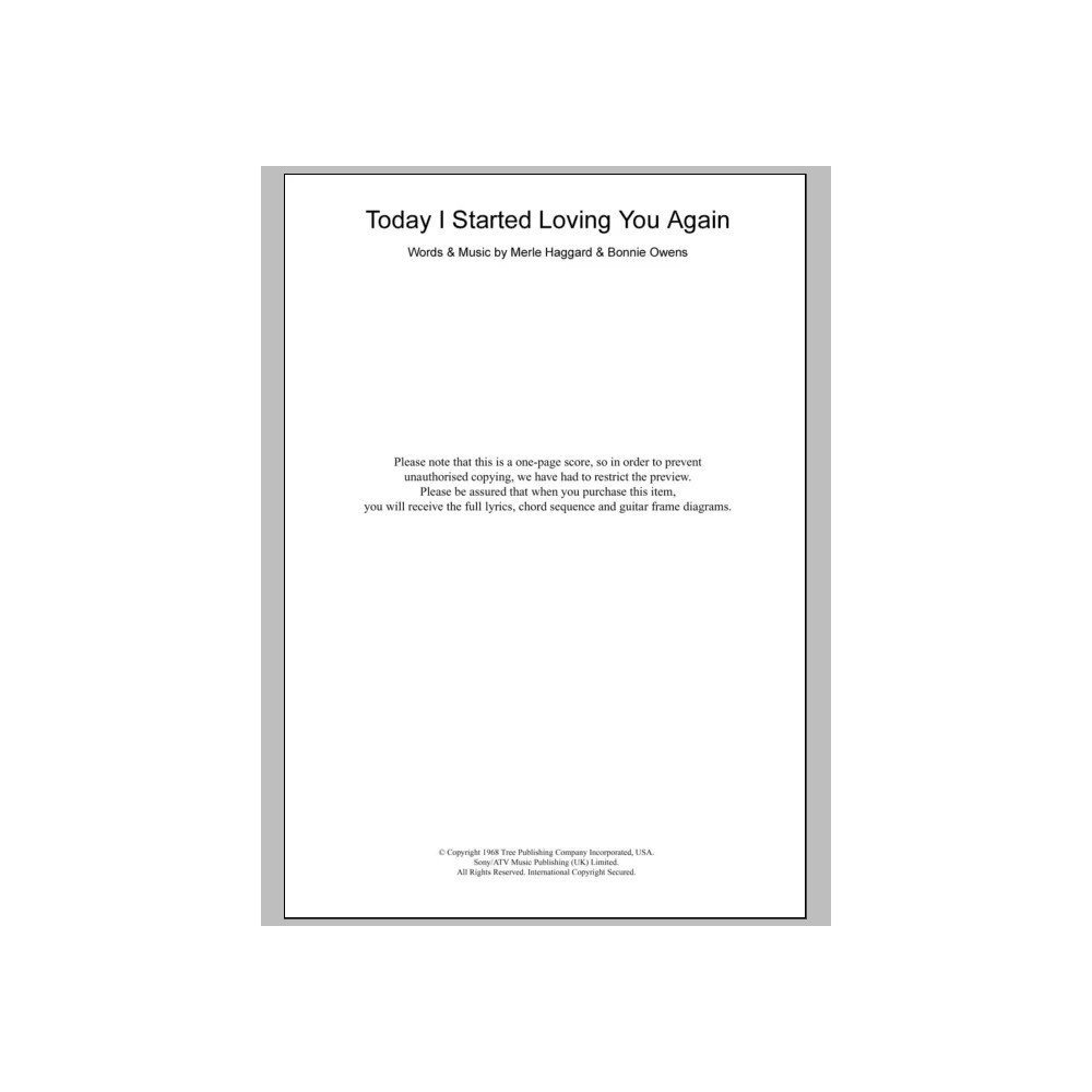 Today I Started Loving You Again