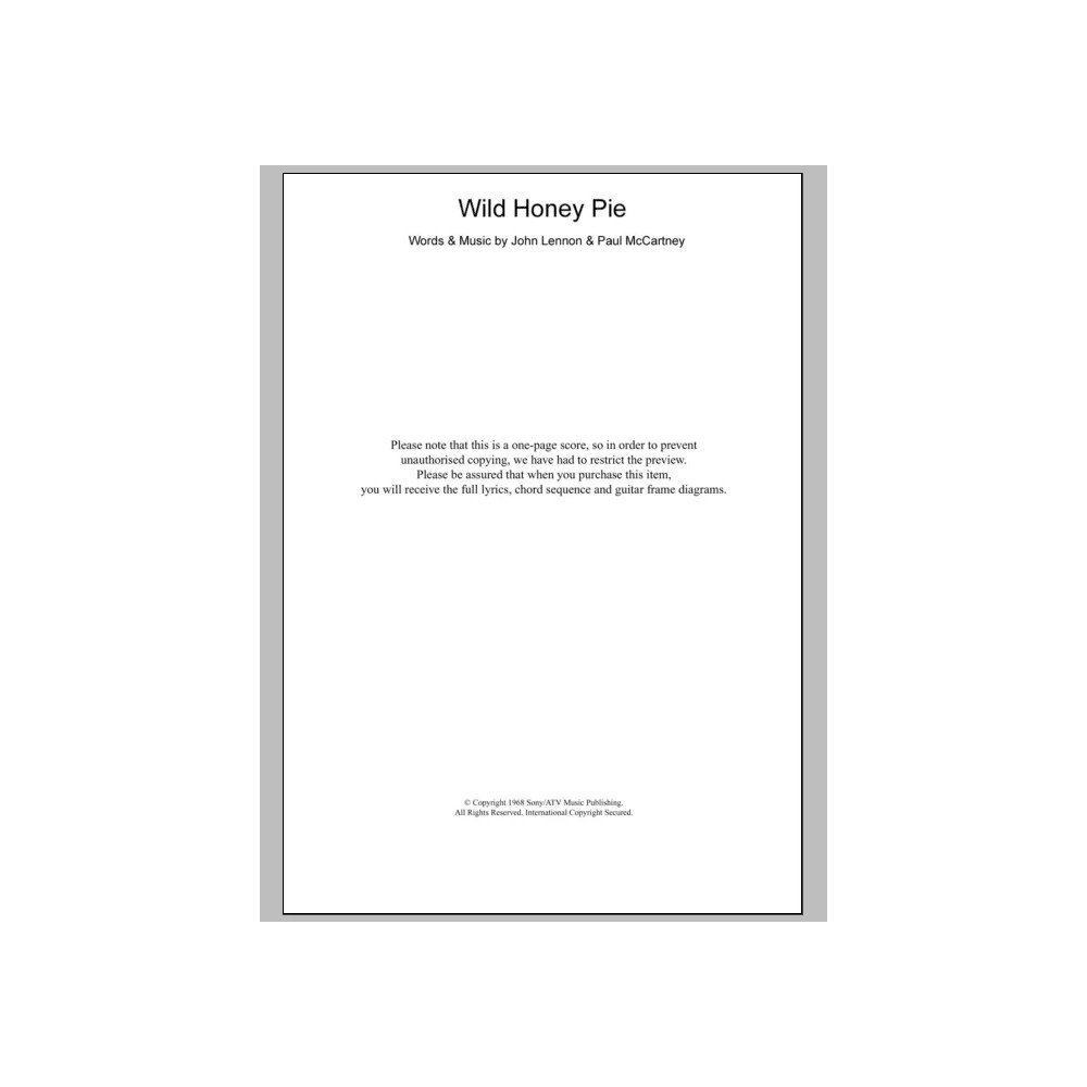 Wild Honey Pie