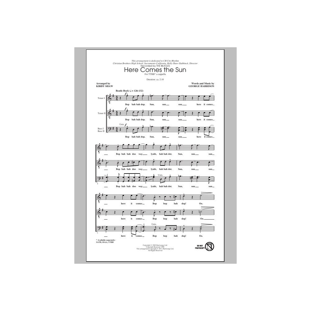 Here Comes The Sun (arr. Kirby Shaw)