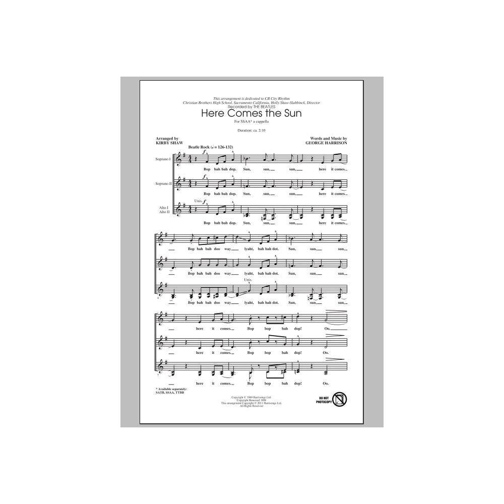 Here Comes The Sun (arr. Kirby Shaw)