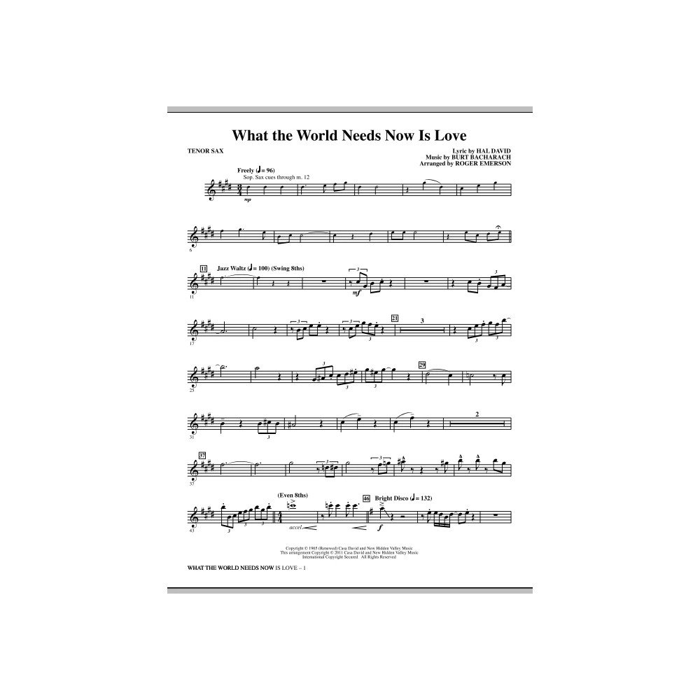 What The World Needs Now Is Love - Tenor Sax