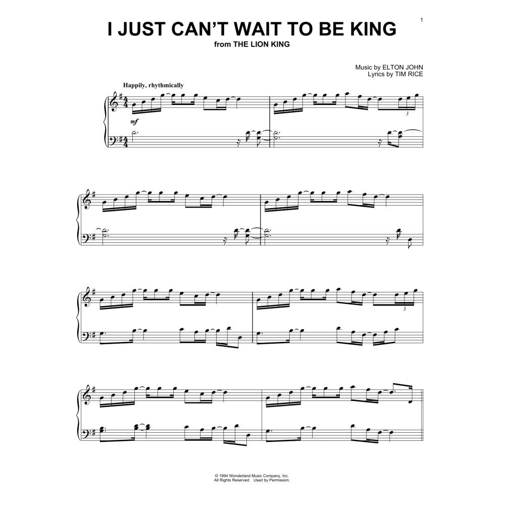 I Just Can''t Wait To Be King (aus Der König der Löwen)