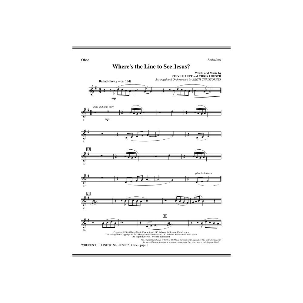 Where's The Line To See Jesus? - Oboe