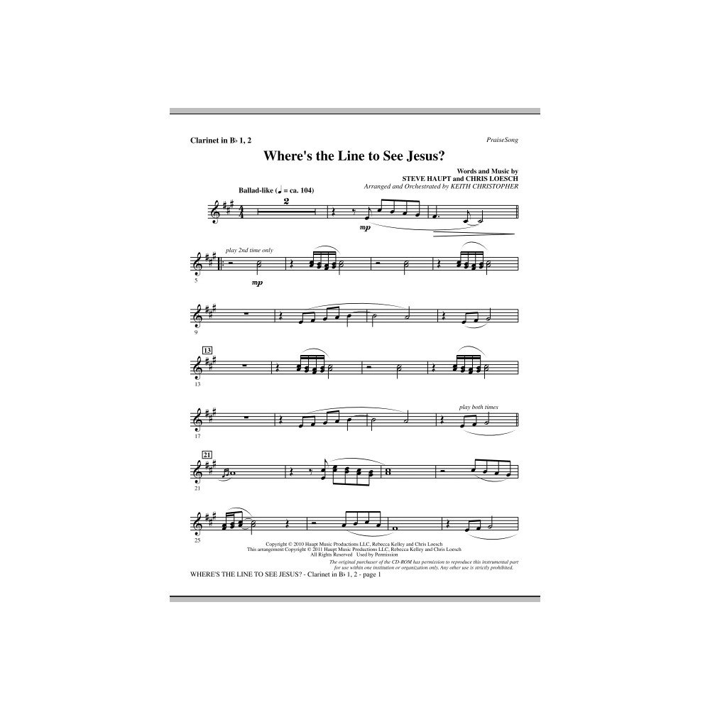 Where's The Line To See Jesus? - Bb Clarinet 1 & 2