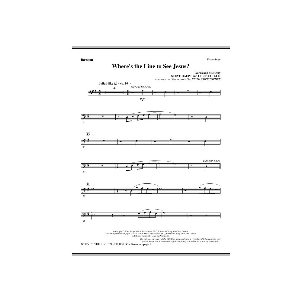 Where's The Line To See Jesus? - Bassoon