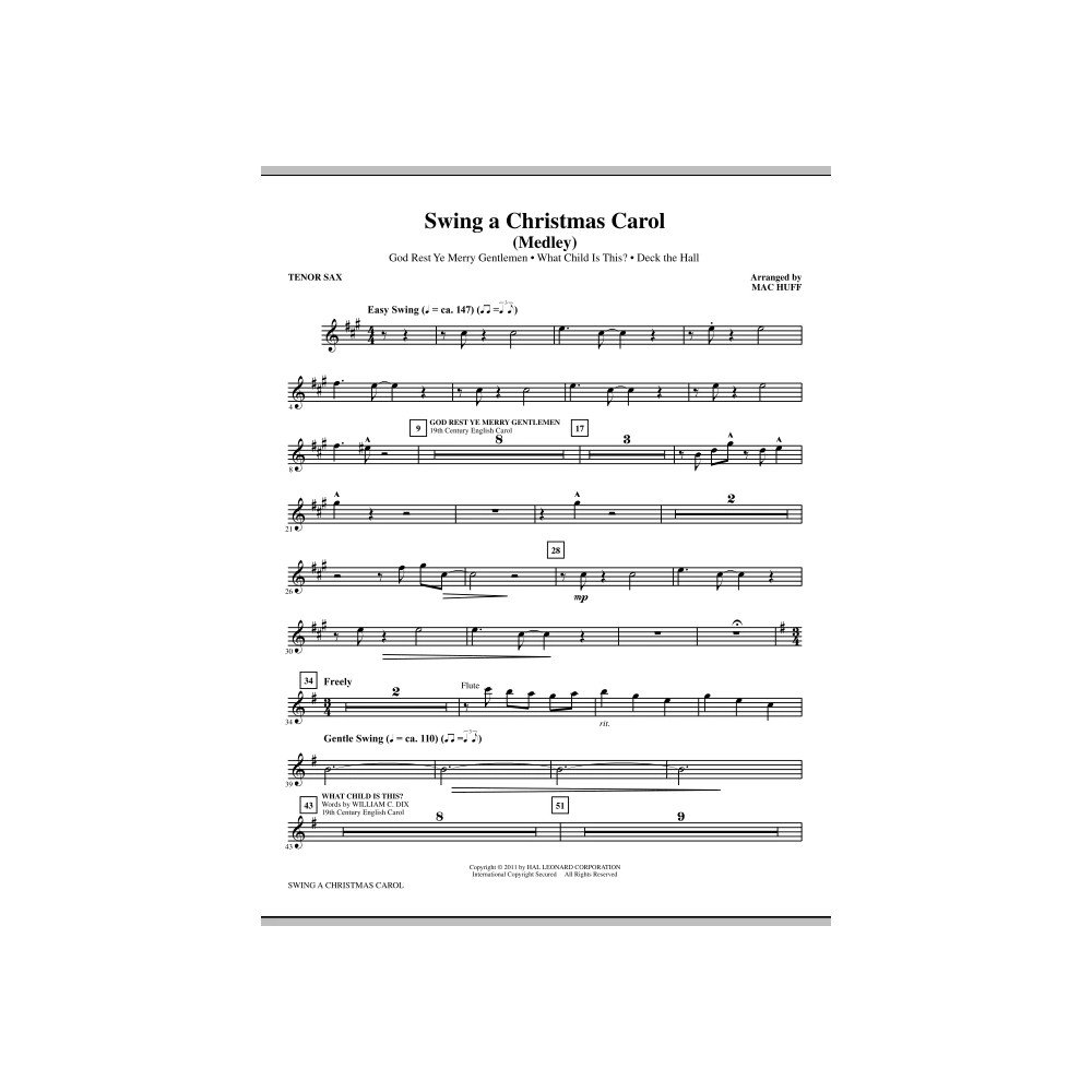 Swing A Christmas Carol (Medley) - Tenor Sax