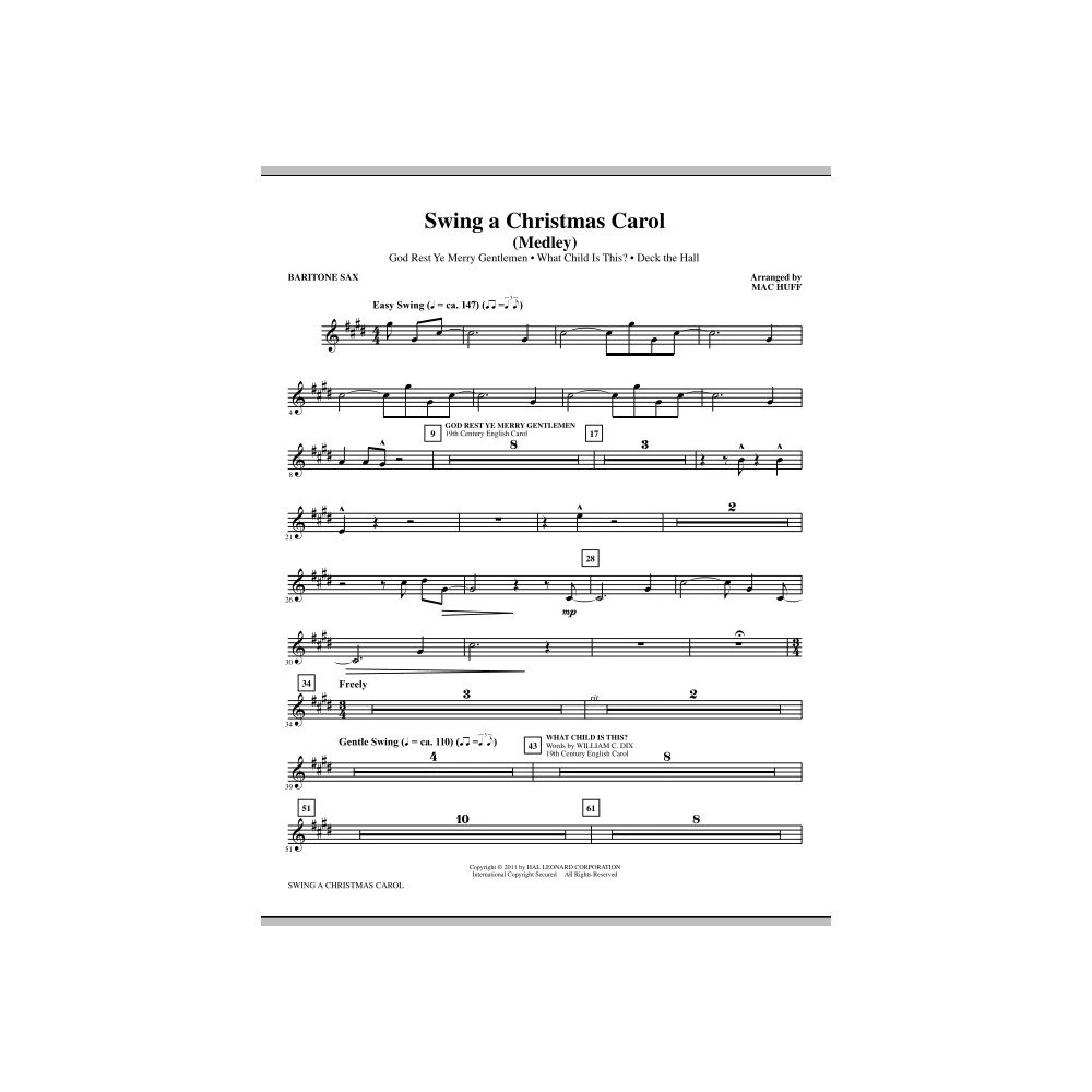 Swing A Christmas Carol (Medley) - Baritone Saxophone