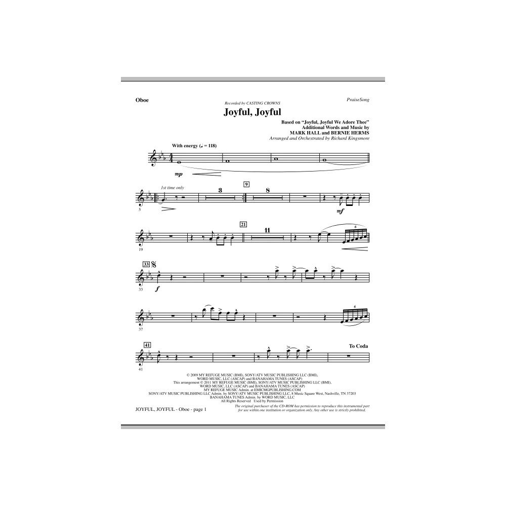 Joyful, Joyful - Oboe