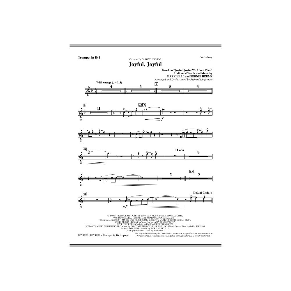 Joyful, Joyful - Trumpet 1