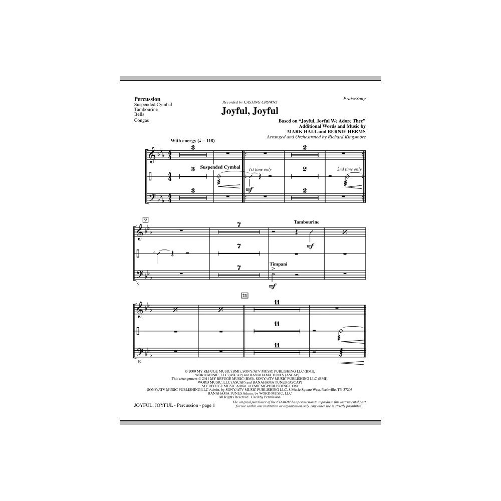 Joyful, Joyful - Percussion