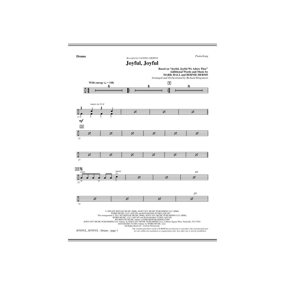 Joyful, Joyful - Drums