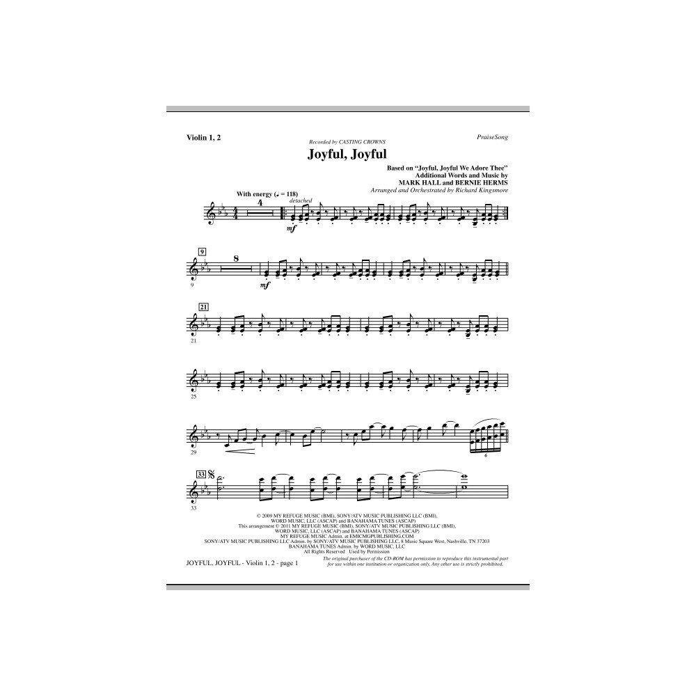 Joyful, Joyful - Violin 1, 2