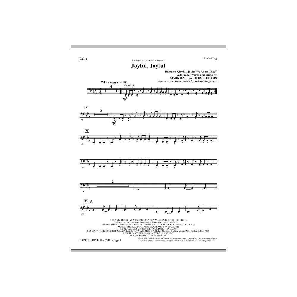 Joyful, Joyful - Cello