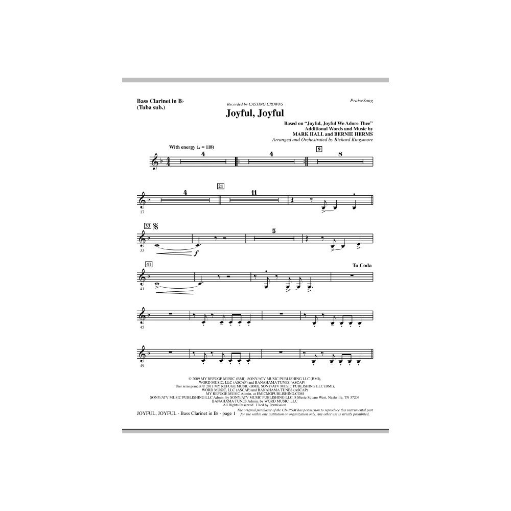 Joyful, Joyful - Bass Clarinet (sub. Tuba)