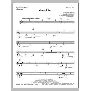 Great I Am - Bass Clarinet (sub. Tuba)
