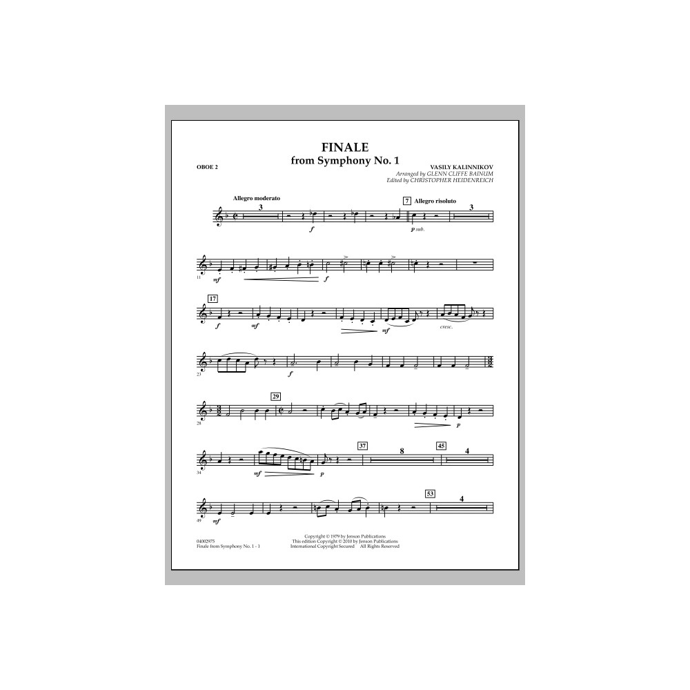 Finale from Symphony No. 1 - Oboe 2