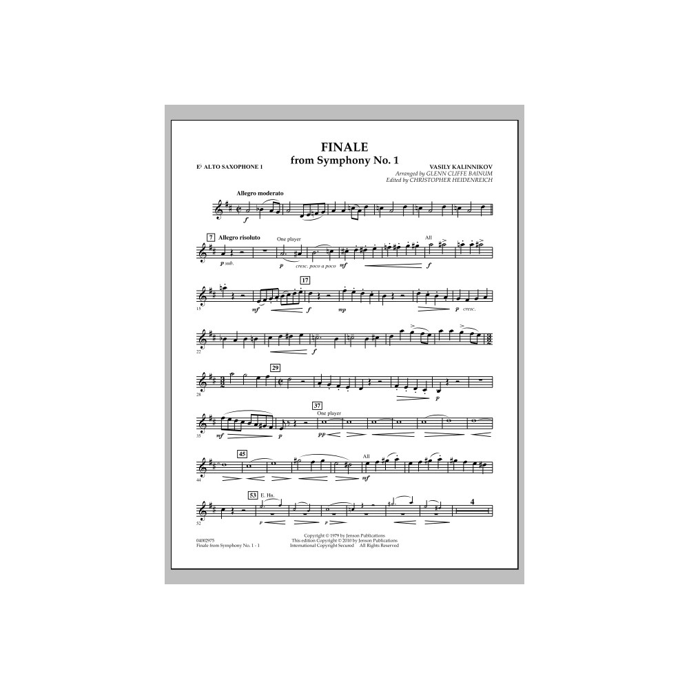 Finale from Symphony No. 1 - Eb Alto Saxophone 1