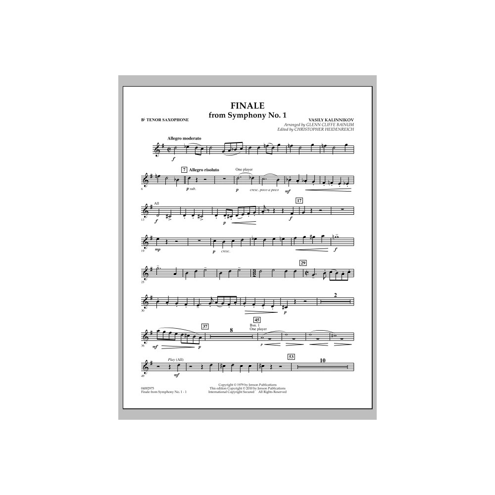 Finale from Symphony No. 1 - Bb Tenor Saxophone
