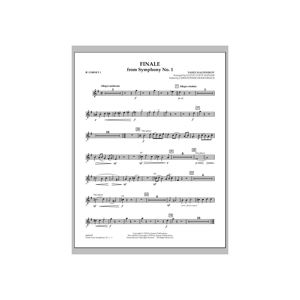 Finale from Symphony No. 1 - Bb Cornet 1
