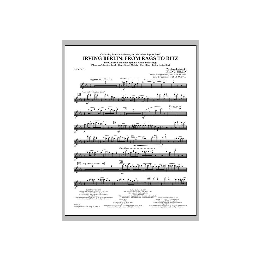 Irving Berlin: From Rags To Ritz - Piccolo