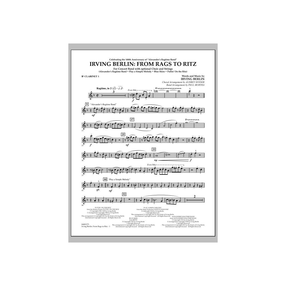 Irving Berlin: From Rags To Ritz - Bb Klarinette 1