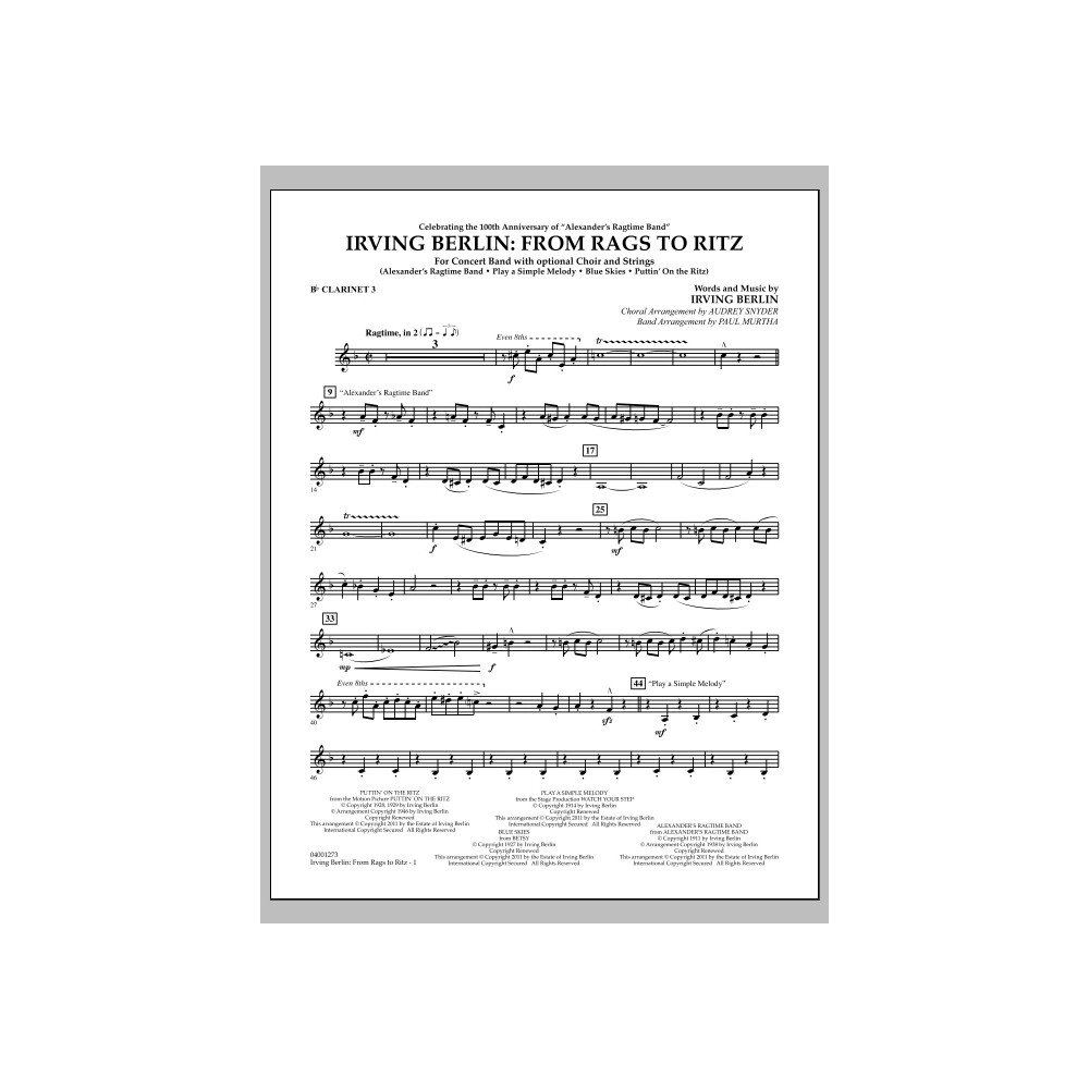 Irving Berlin: From Rags To Ritz - Bb Klarinette 3