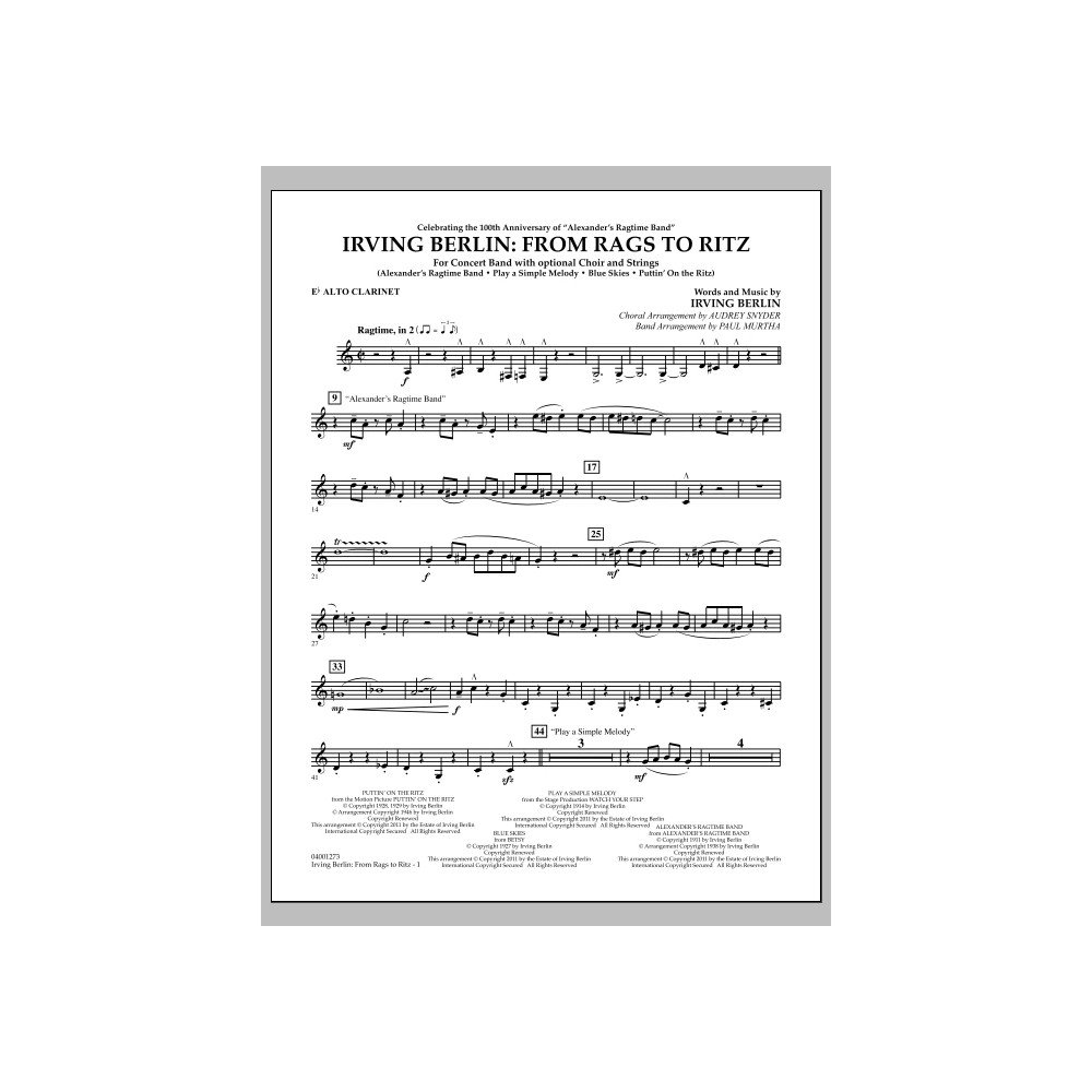 Irving Berlin: From Rags To Ritz - Es-Altklarinette