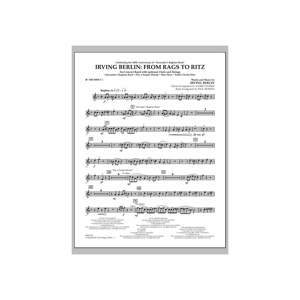 Irving Berlin: From Rags To Ritz - Bb Trumpet 1