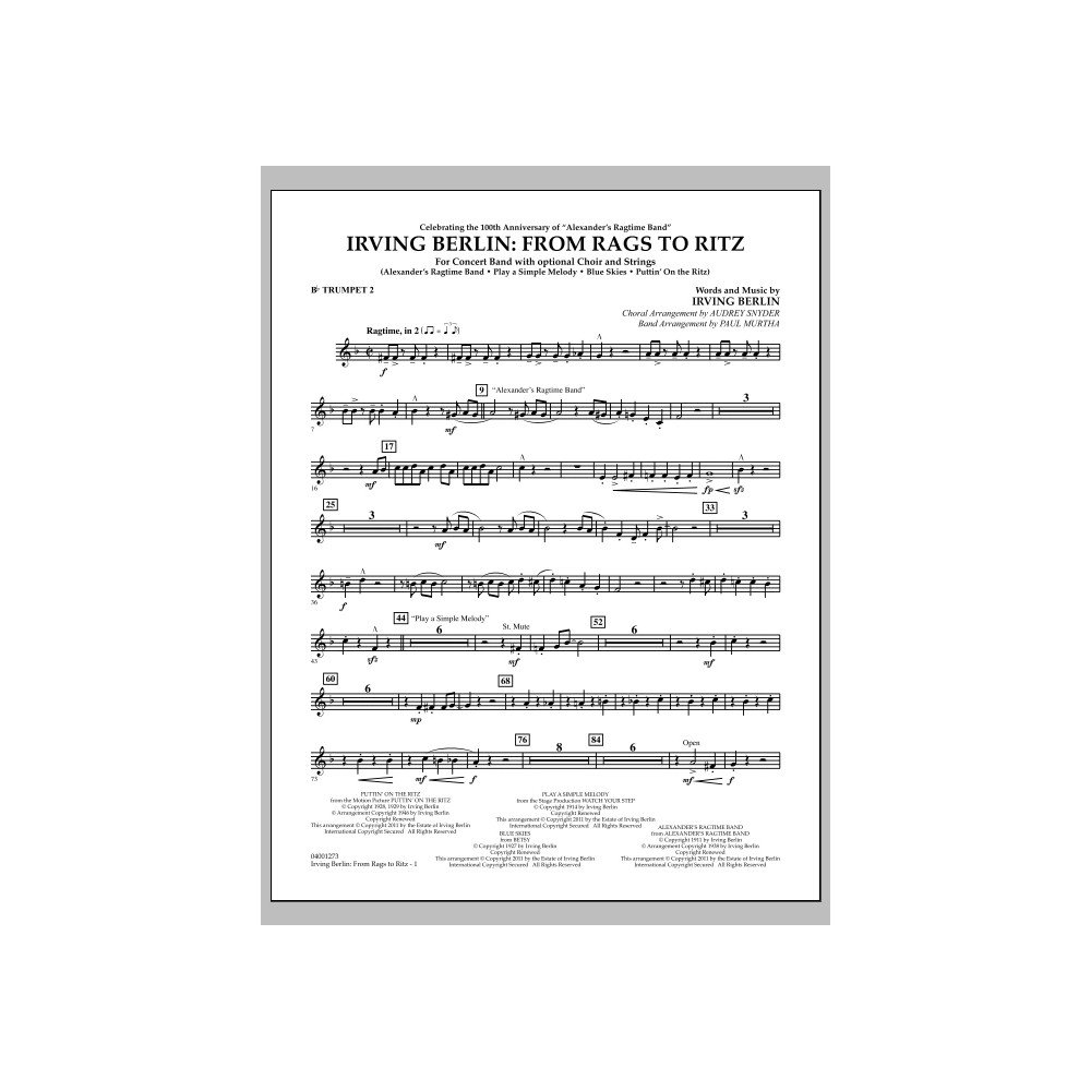 Irving Berlin: From Rags To Ritz - Bb Trumpet 2