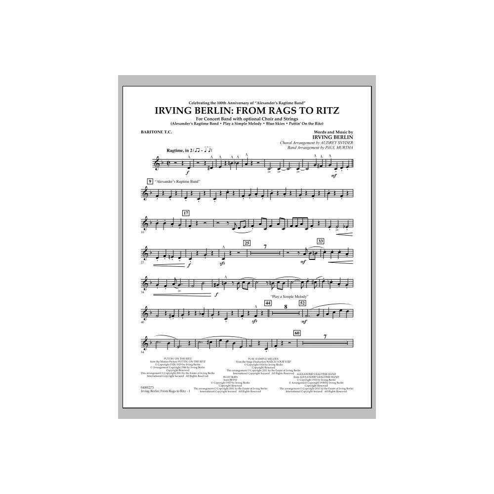 Irving Berlin: From Rags To Ritz - Baritone T.C.