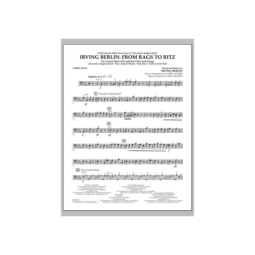 Irving Berlin: From Rags To Ritz - String Bass