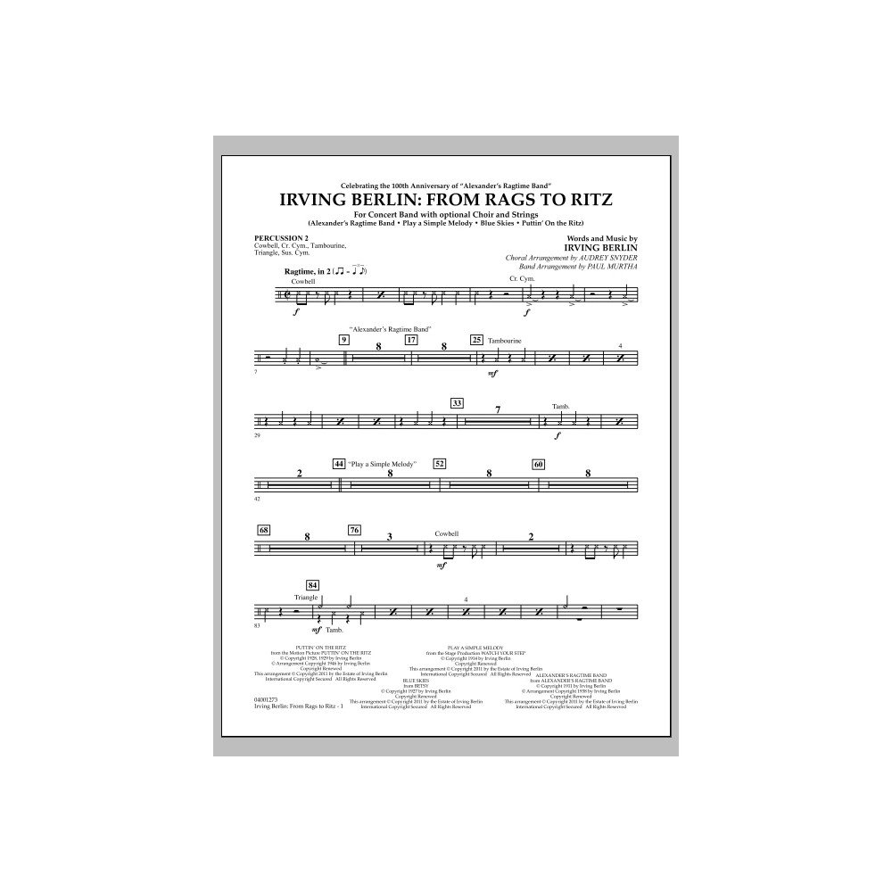 Irving Berlin: From Rags To Ritz - Percussion 2