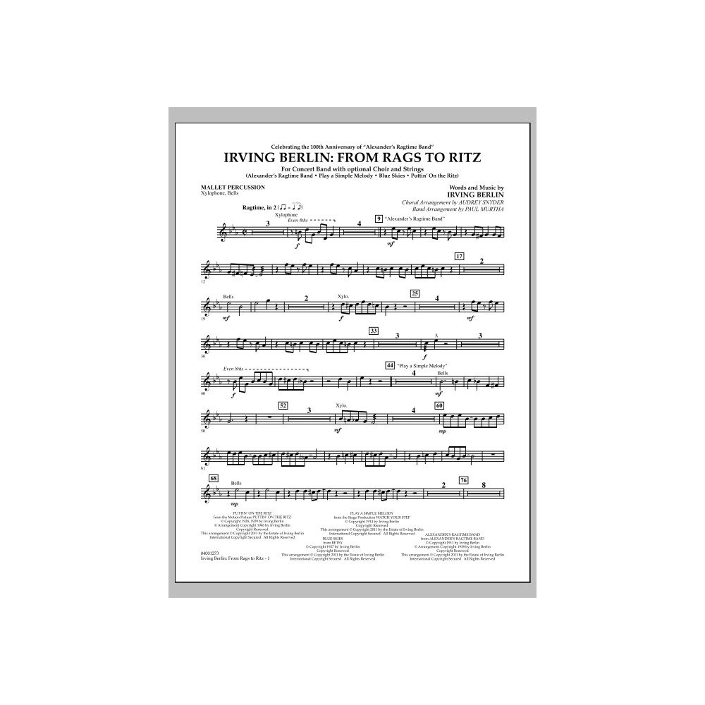 Irving Berlin: From Rags To Ritz - Mallet Percussion