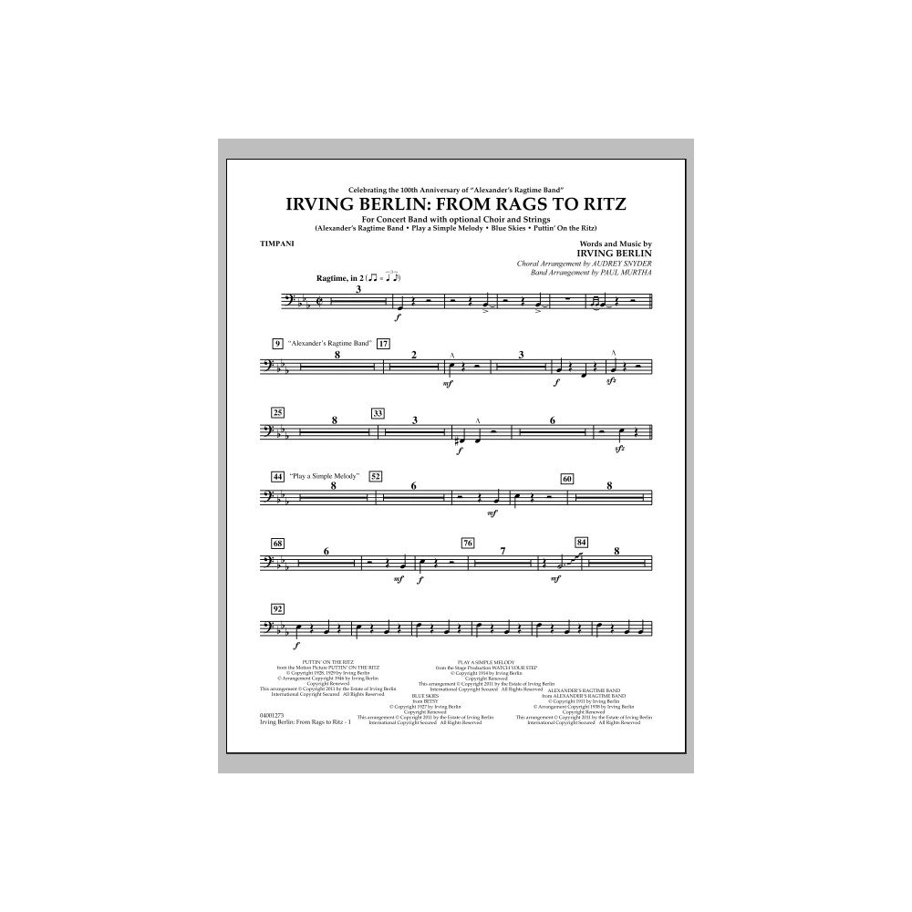 Irving Berlin: From Rags To Ritz - Timpani