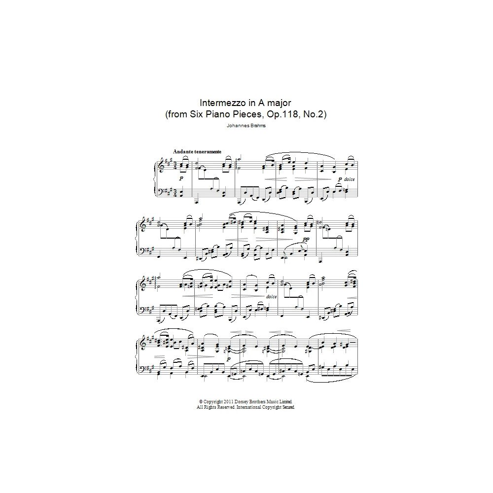 Intermezzo In A Major Op. 118 No. 2