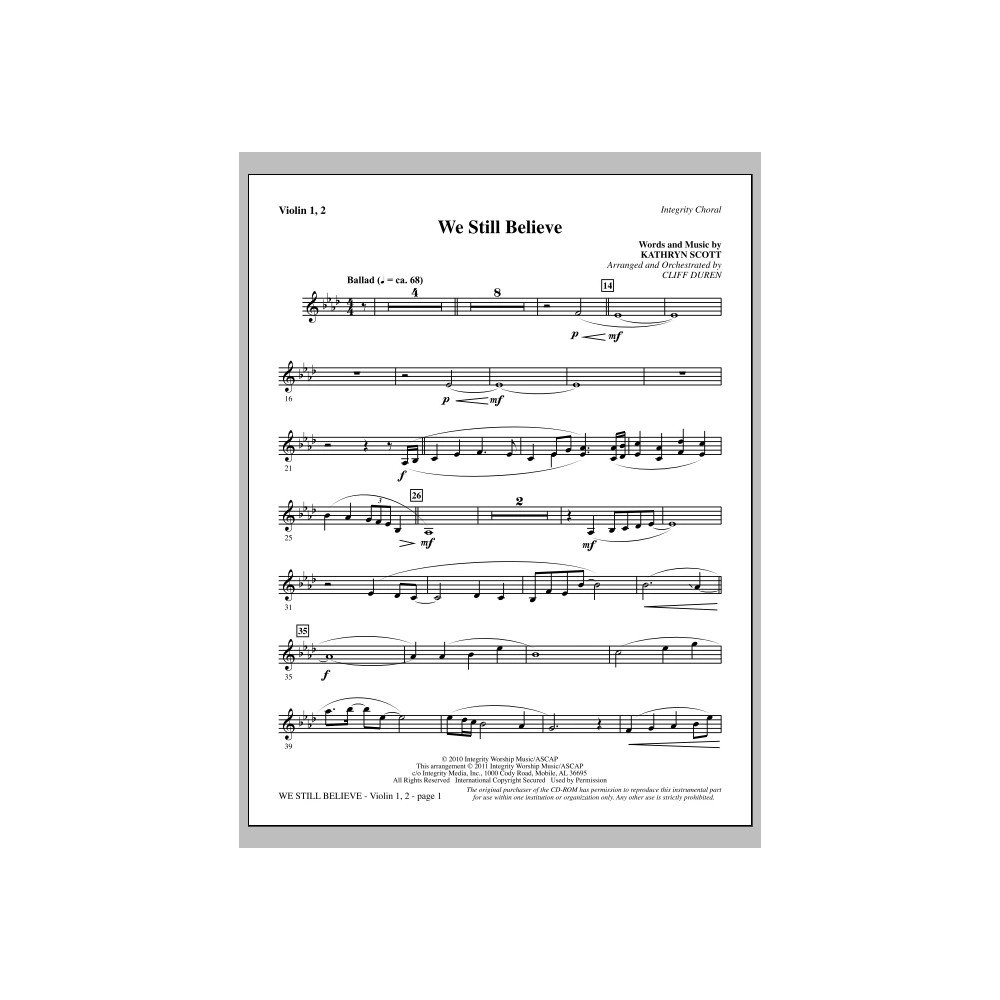 We Still Believe - Violin 1, 2
