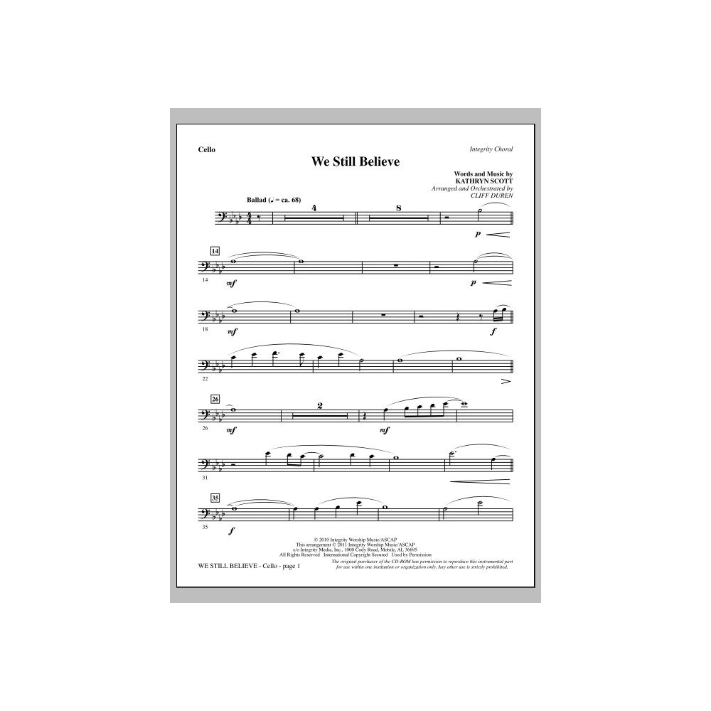 We Still Believe - Cello
