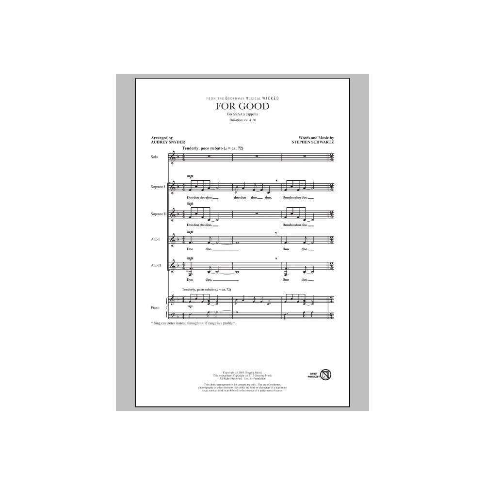 For Good (from Wicked) (arr. Audrey Snyder)