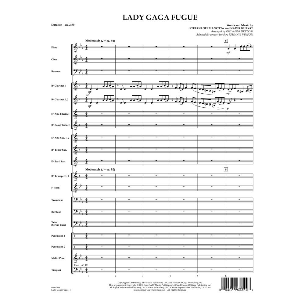 Lady Gaga Fugue - Full Score
