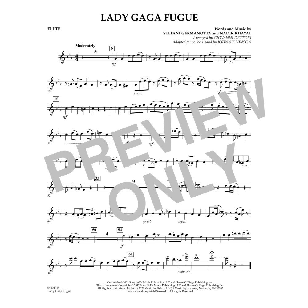 Lady Gaga Fugue - Flute