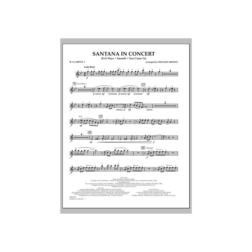 Santana In Concert - Bb Clarinet 1