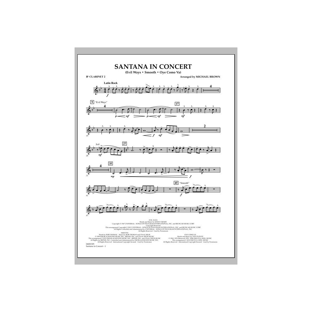 Santana In Concert - Bb Clarinet 2