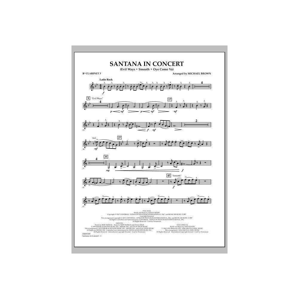 Santana In Concert - Bb Clarinet 3