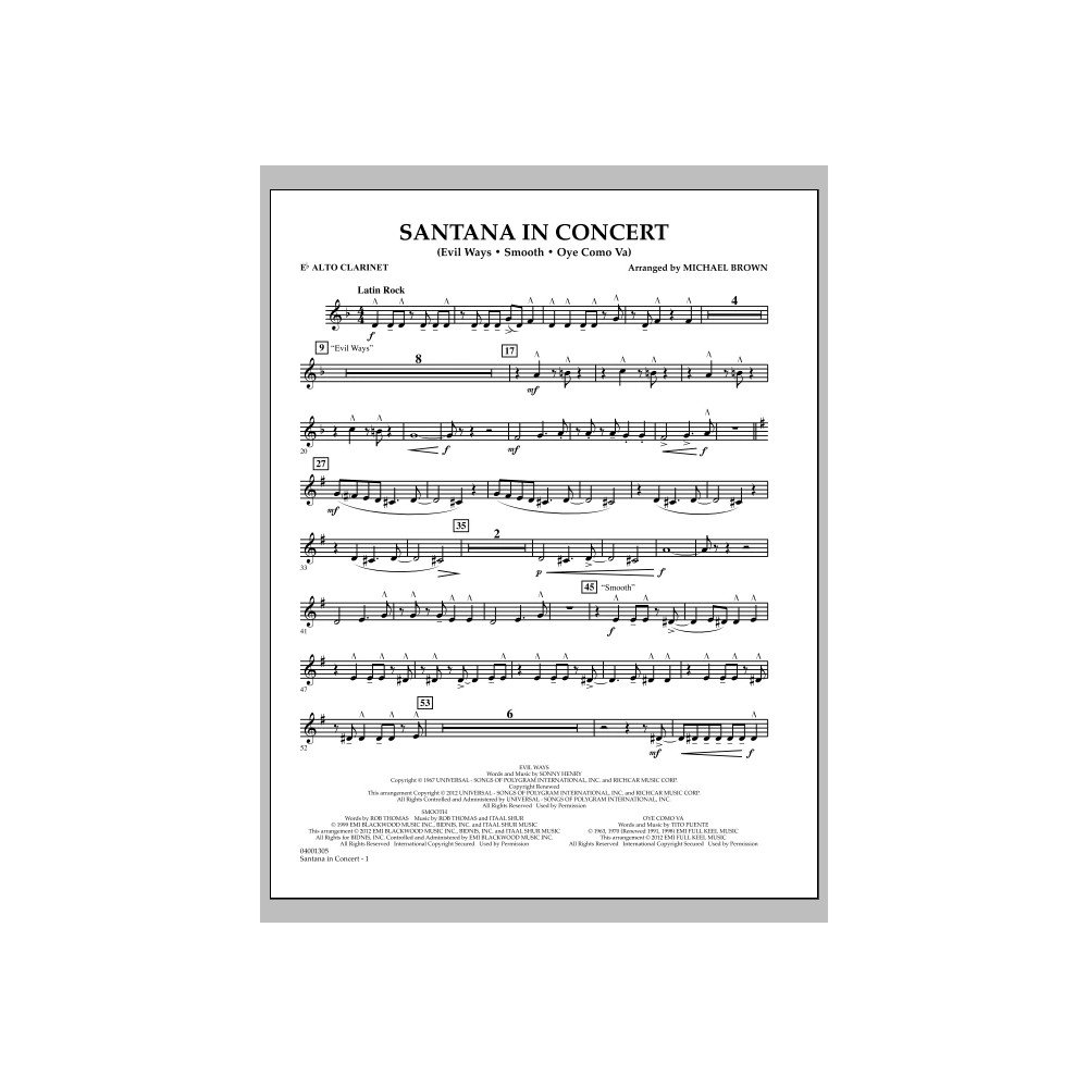 Santana In Concert - Eb Alto Clarinet