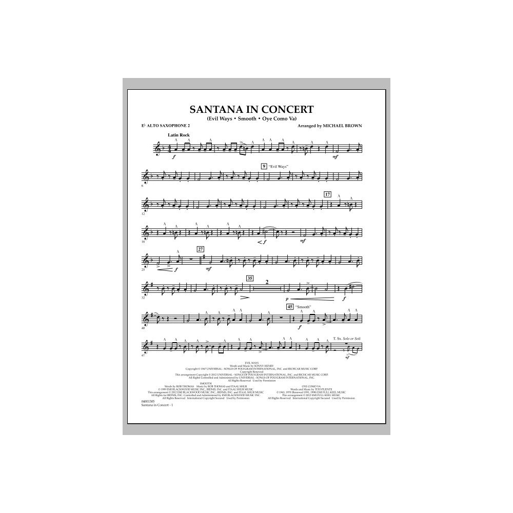 Santana In Concert - Eb Alto Saxophone 2