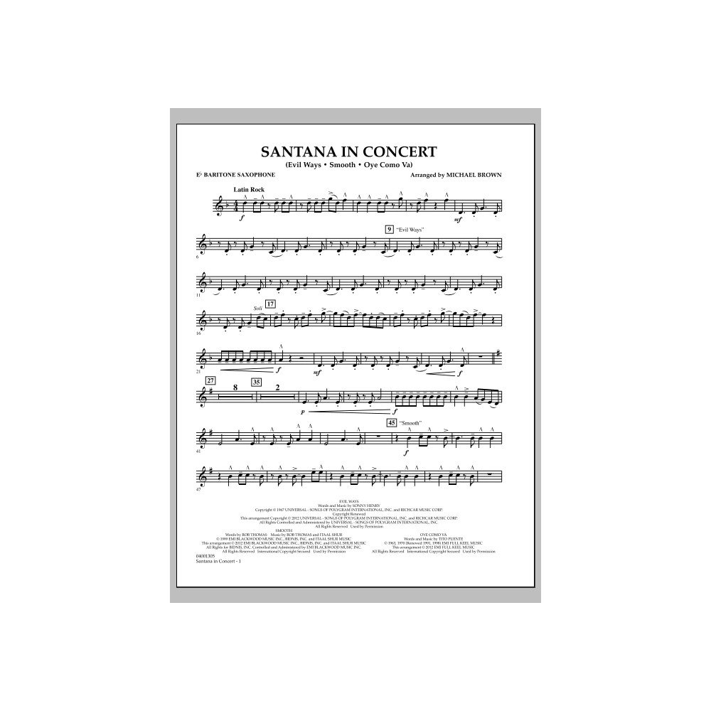 Santana In Concert - Eb Baritone Saxophone